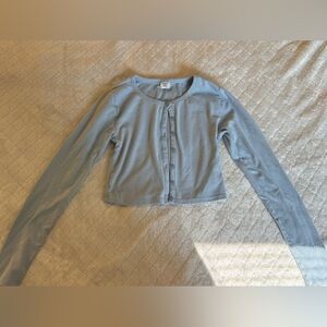 Light blue, mid-riff, cardigan; Small; Gently worn